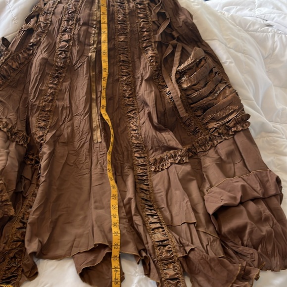 Elegant Brown Ruffled Skirt M - Picture 11 of 13